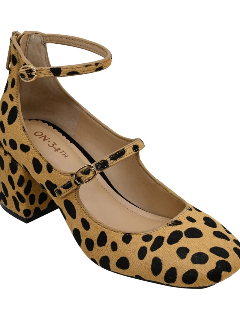 On 34th Women's Tonii Mary Jane Ankle-Strap Pumps Dot Leopard Haircalf